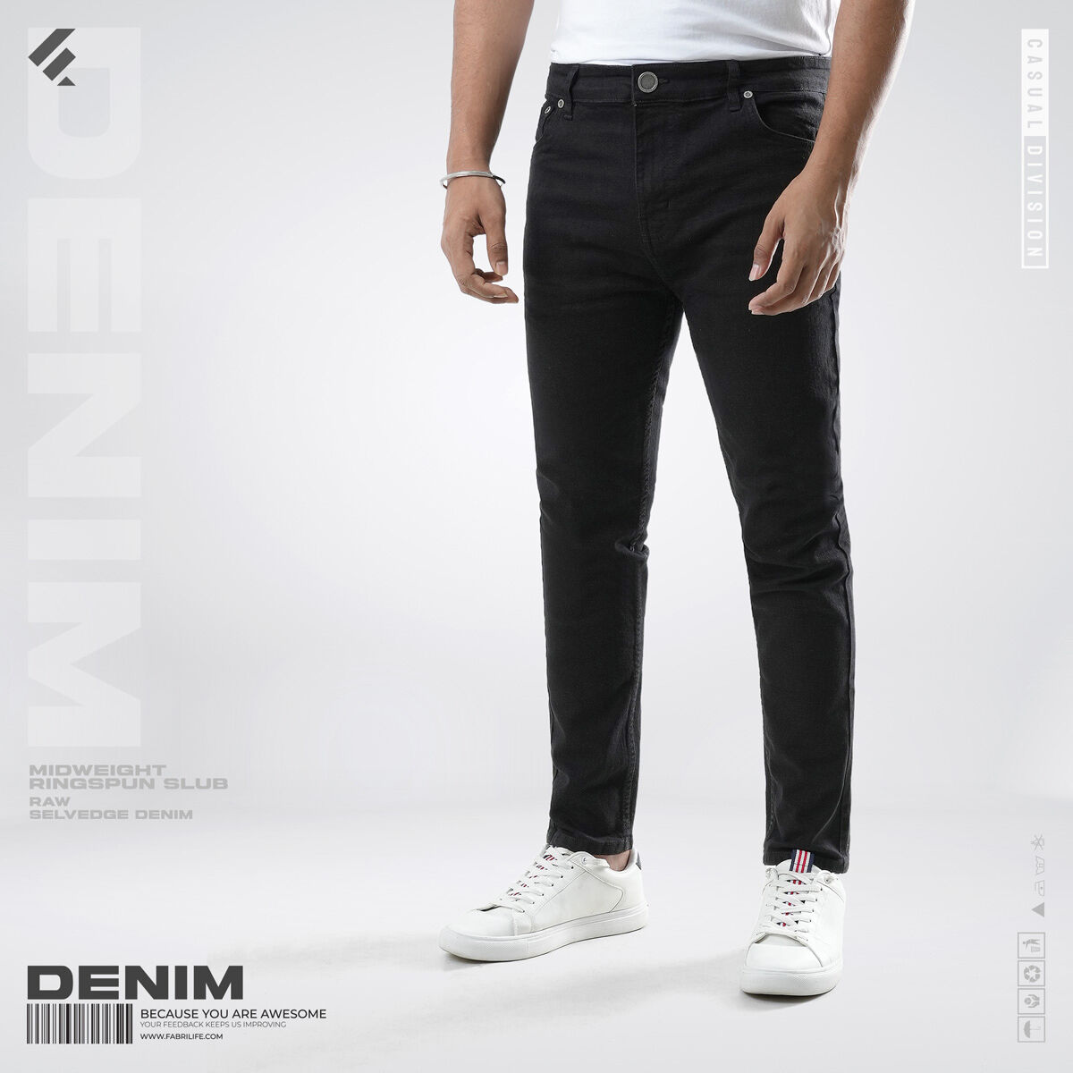 Mens Denim Jeans - Jet Black